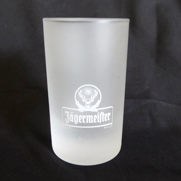 VINTAGE JAGERMEISTER FROSTED DOUBLE SHOT SHOOTER BAR GLASS (NEW - NEVER USED) - Picture 1 of 7
